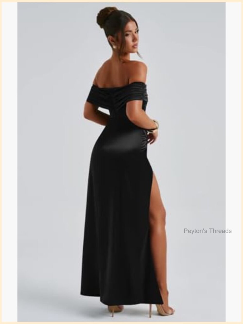 Elegant Off Shoulder High Split Bodycon Maxi Dress for Evening Wedding Guest - Picture 5 of 7